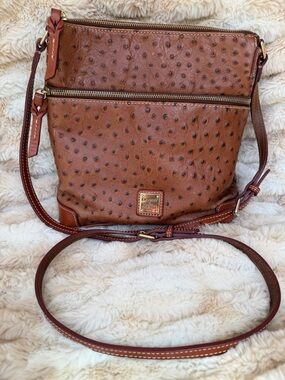 Dooney & Bourke Cognac Ostrich-Embossed Crossbody Bag